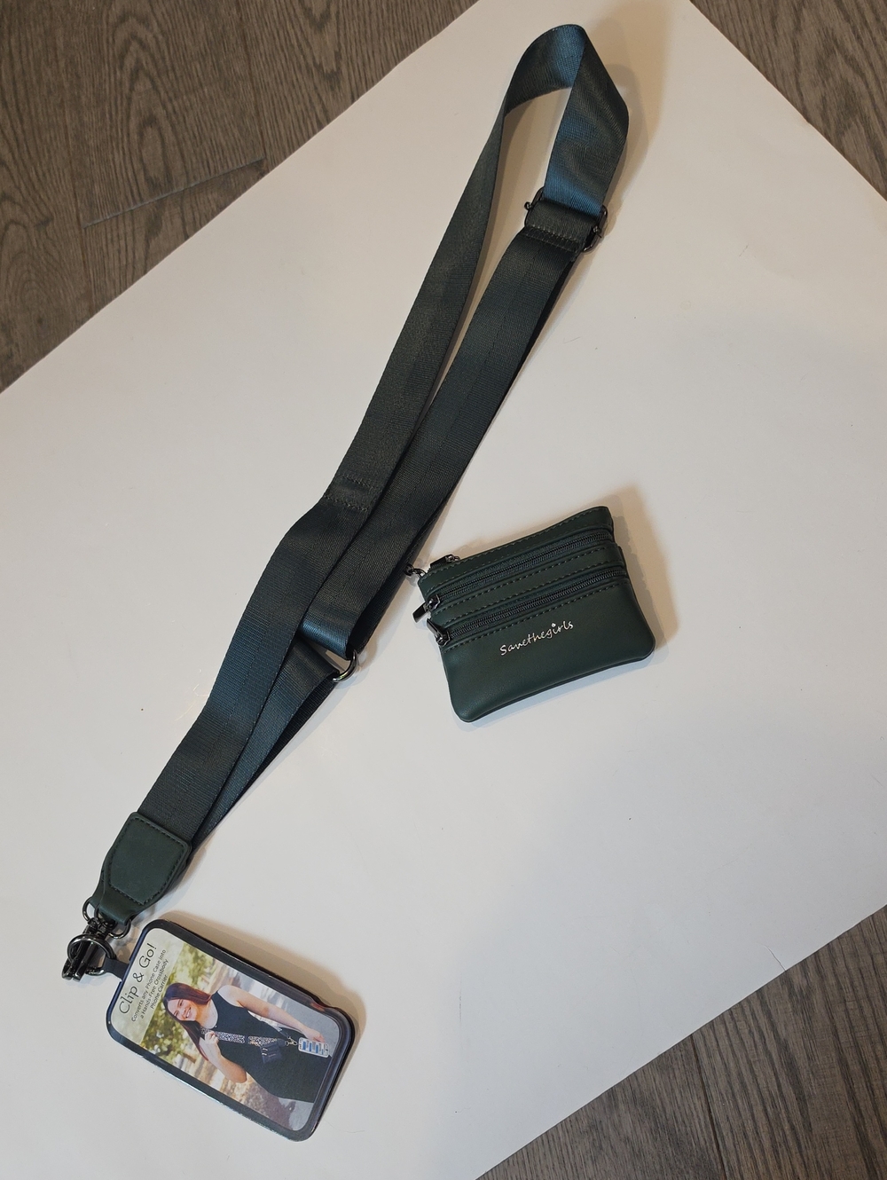 Save The Girls Clip & Go Green Crossbody Cardholder and Coin Pouch Set